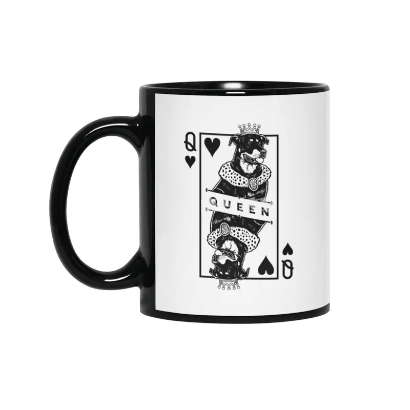 Beauceron Queen Of Hearts Funny Dog Lover Pop Art Siyah Kupa