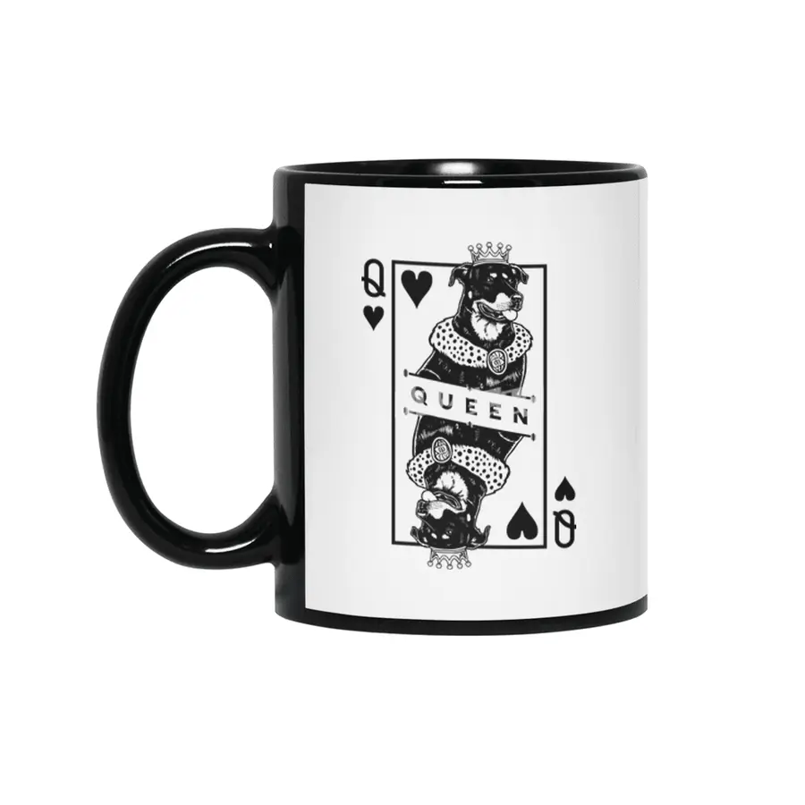 Beauceron Queen Of Hearts Funny Dog Lover Pop Art Siyah Kupa