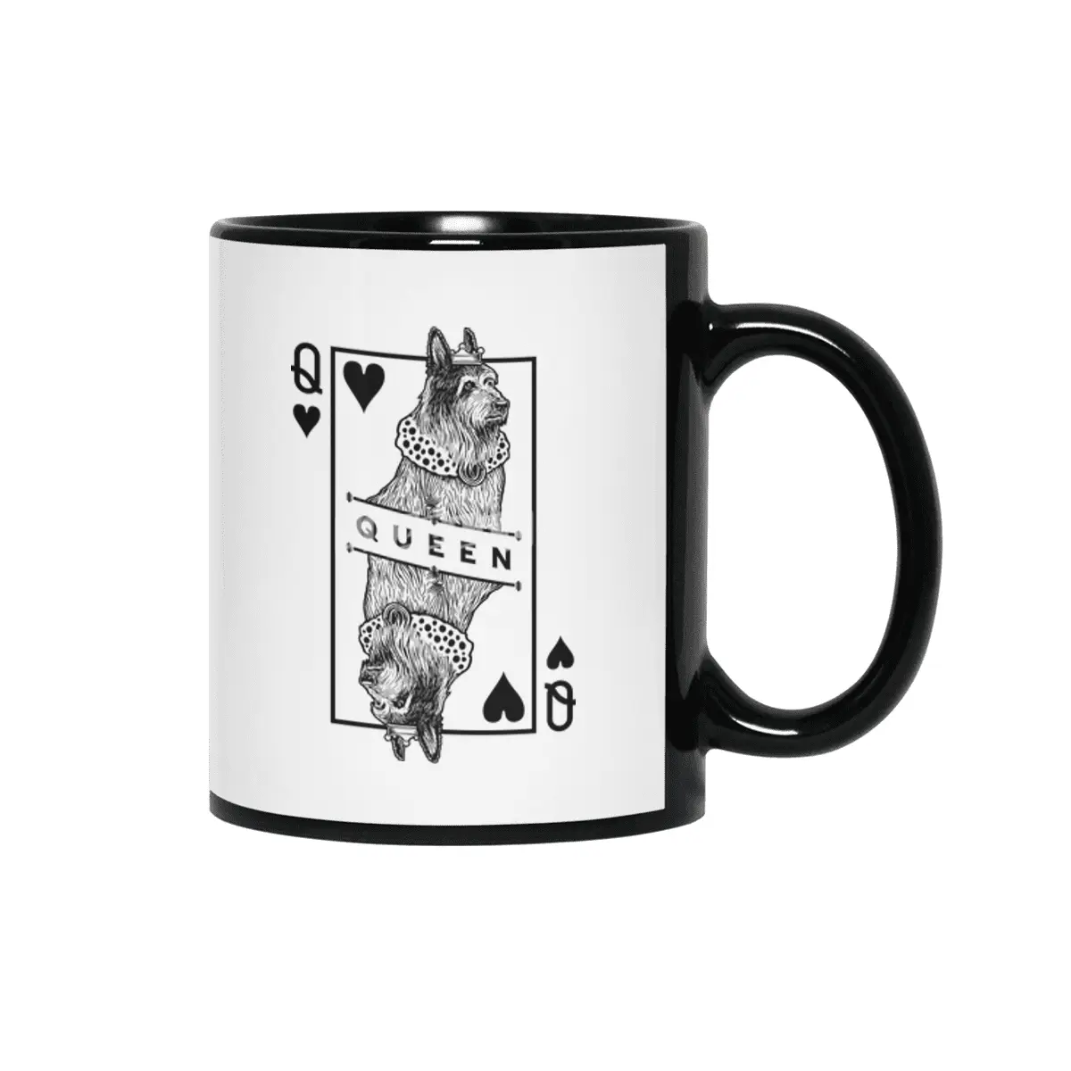 Berger Picard Queen Of Hearts Funny Dog Lover Pop Art Siyah Kupa