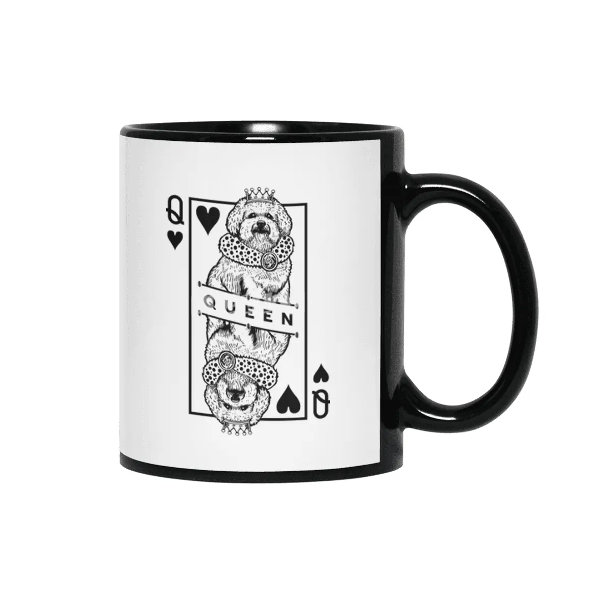 Bichon Frise Queen Of Hearts Funny Dog Lover Pop Art Siyah Kupa