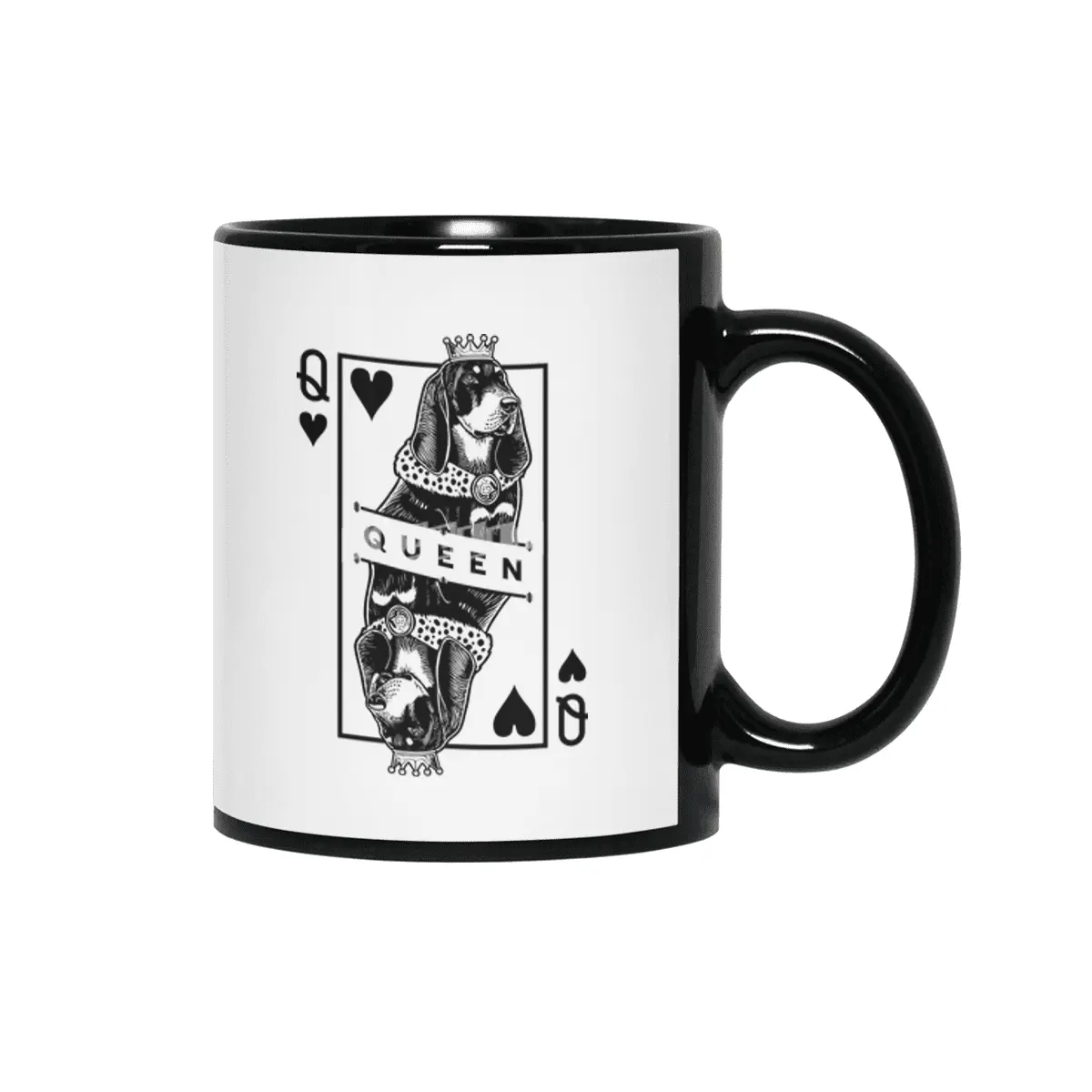 Black and Tan Coonhound Queen Of Hearts Dog Lover Pop Art Siyah Kupa