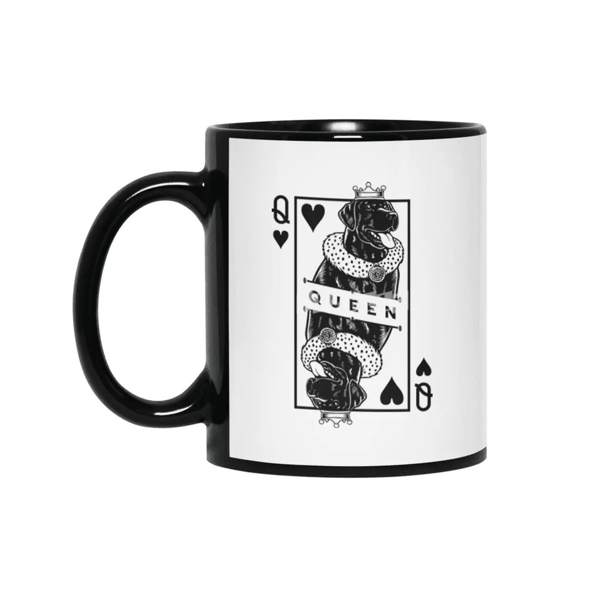 Black Labrador Retriever Queen Of Hearts Funny Dog Pop Art Siyah Kupa