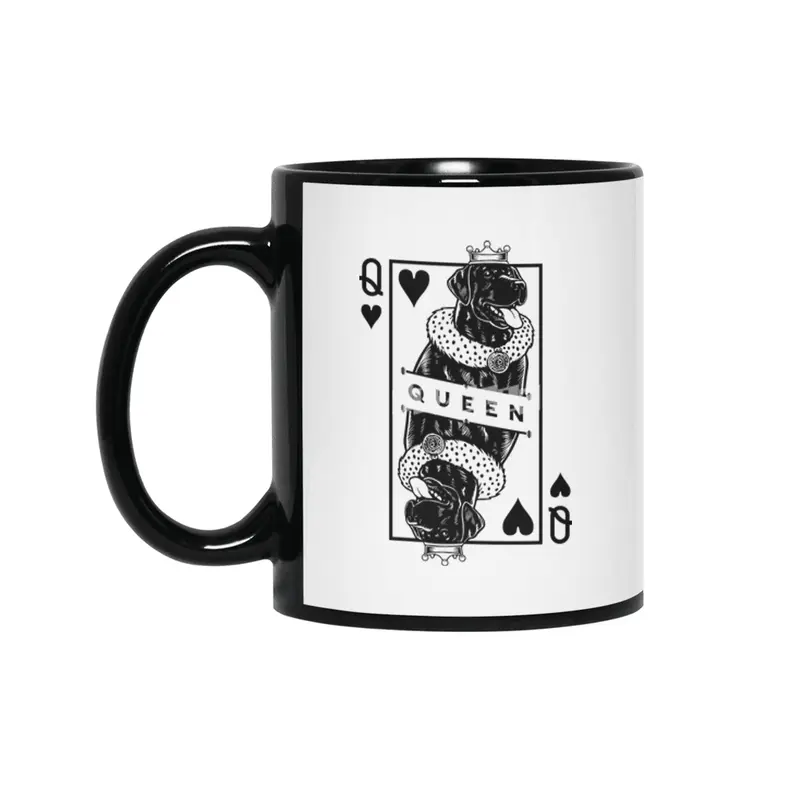 Black Labrador Retriever Queen Of Hearts Funny Dog Pop Art Siyah Kupa
