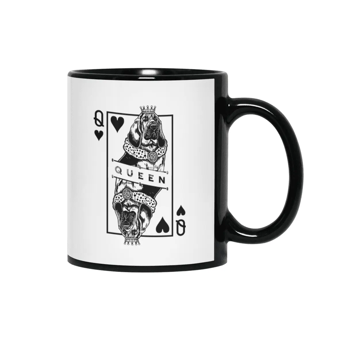 Bloodhound Queen Of Hearts Funny Dog Lover Pop Art Siyah Kupa