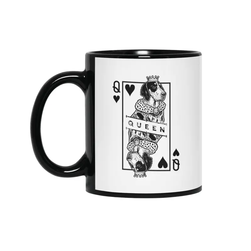 Bluetick Coonhound Queen Of Hearts Funny Dog Lover Pop Art Siyah Kupa