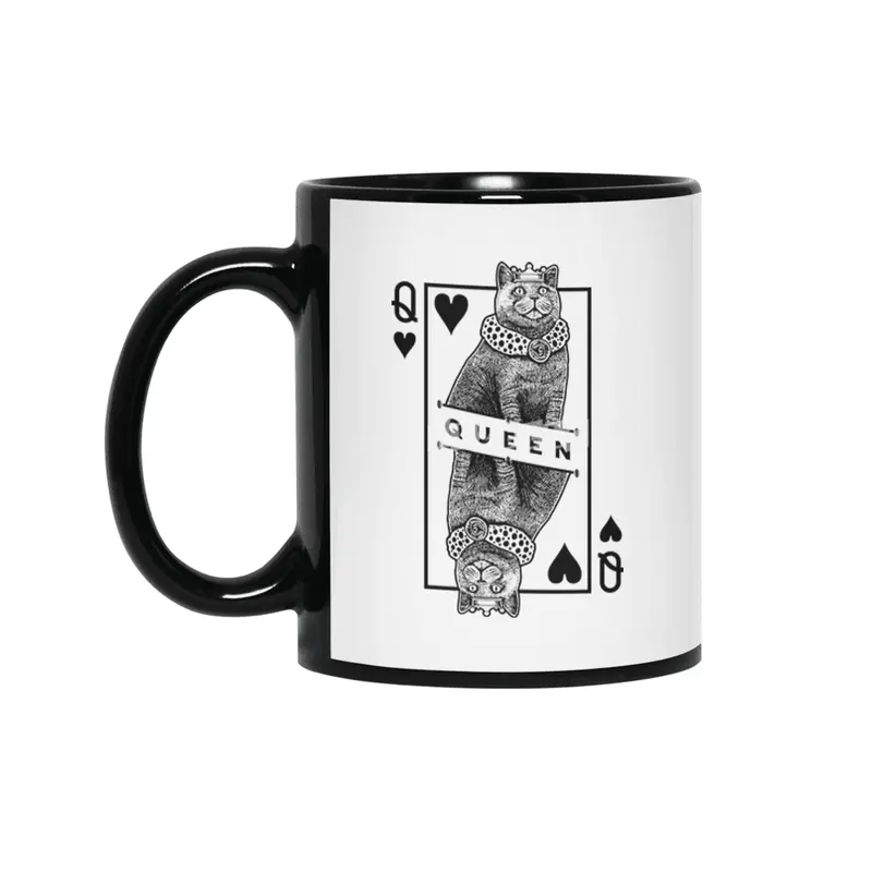 British Shorthair Queen Of Hearts Funny Cat Lover Pop Art Siyah Kupa