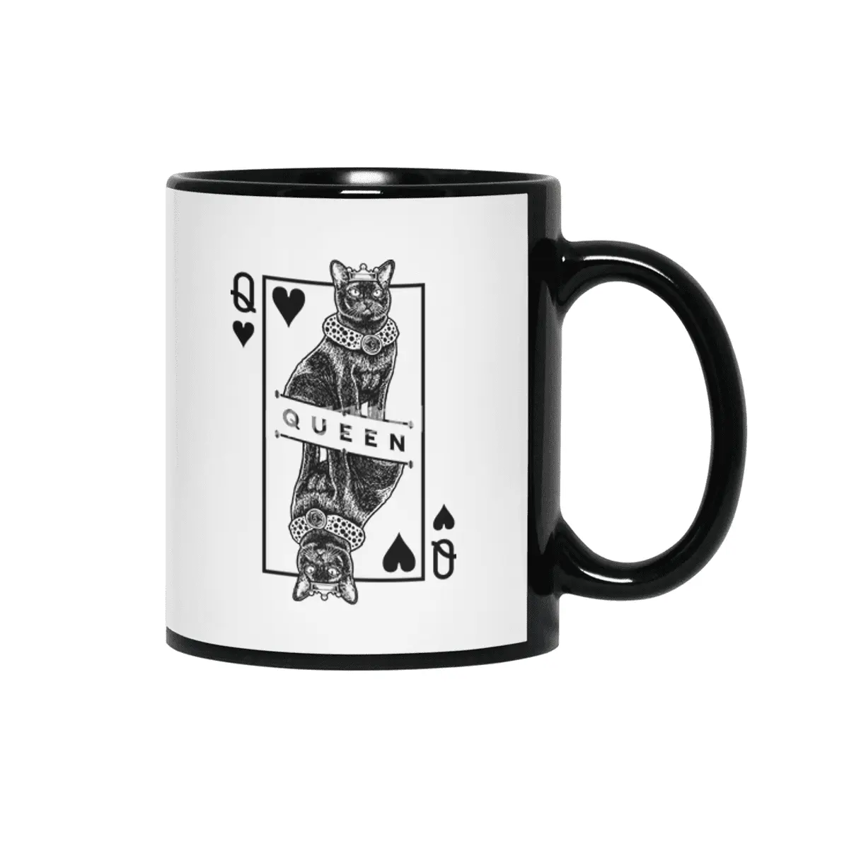 Burmese Cat Lover Queen Of Hearts Funny Pop Art Siyah Kupa