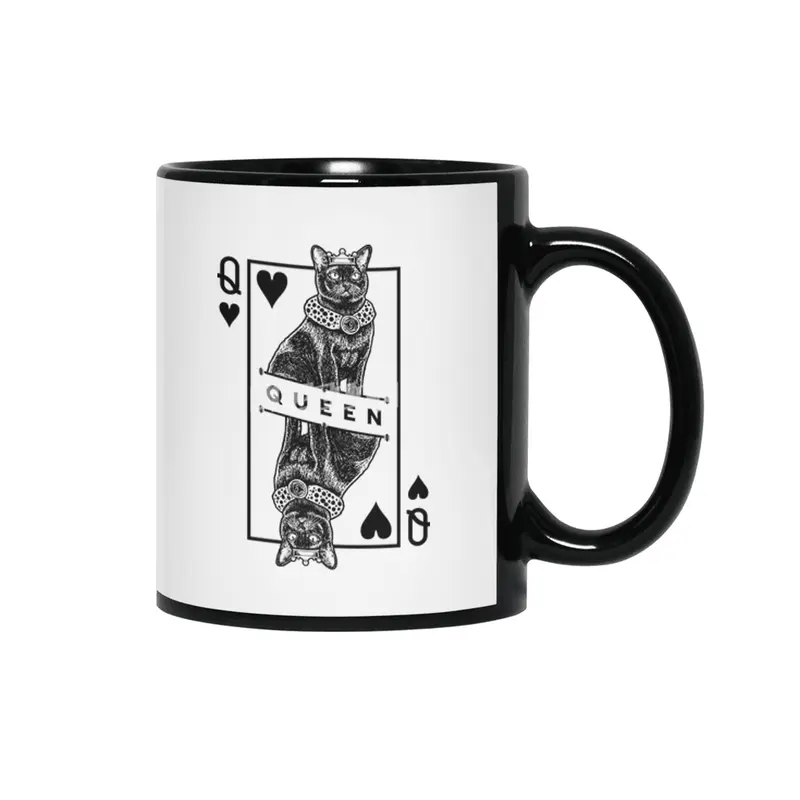 Burmese Cat Lover Queen Of Hearts Funny Pop Art Siyah Kupa