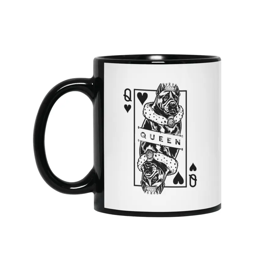 Cane Corso Queen Of Hearts Funny Dog Playing Card Pop Ar Siyah Kupa