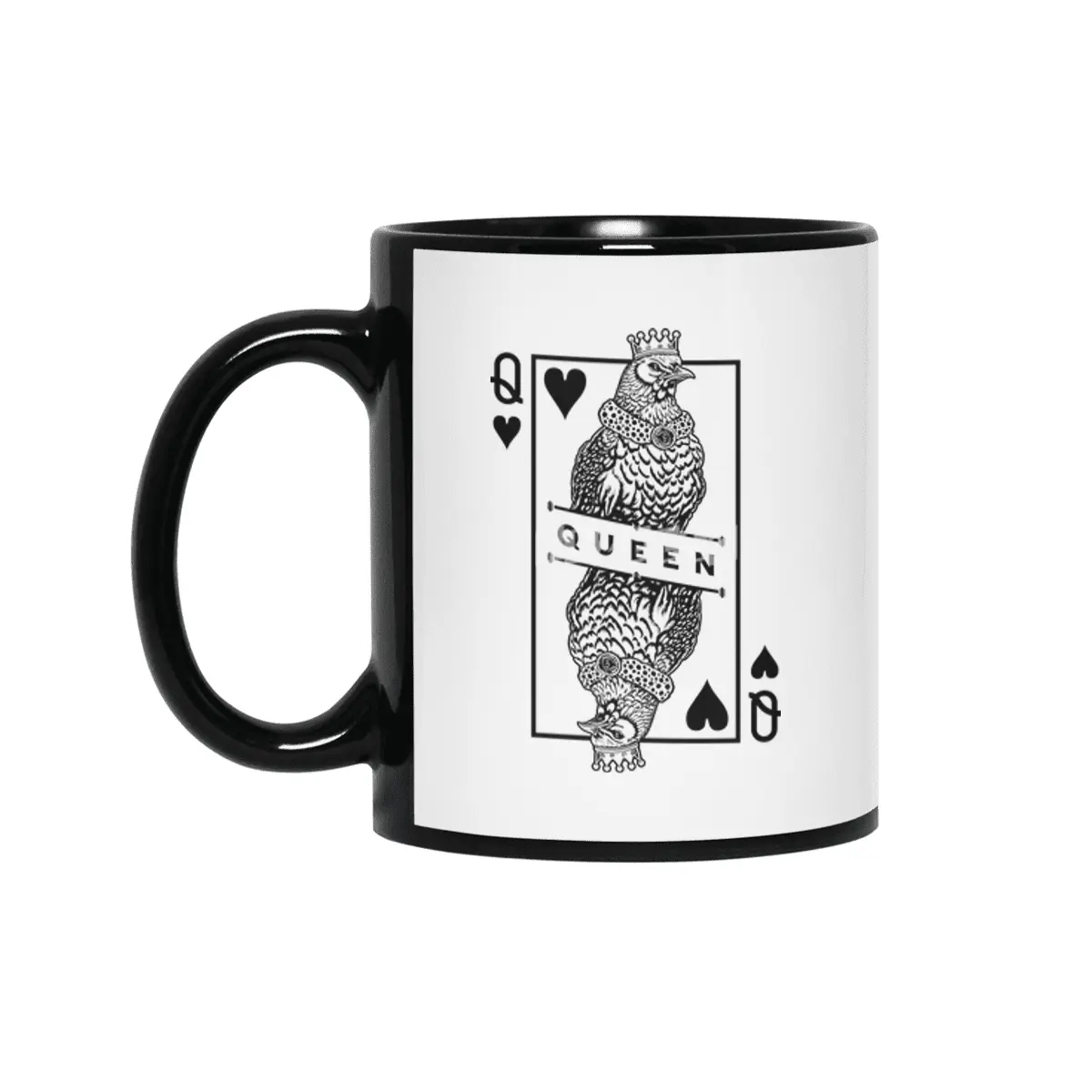 Chicken Lover Hen Queen Of Hearts Farm Poultry Pop Art Siyah Kupa