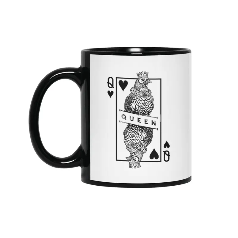 Chicken Lover Hen Queen Of Hearts Farm Poultry Pop Art Siyah Kupa