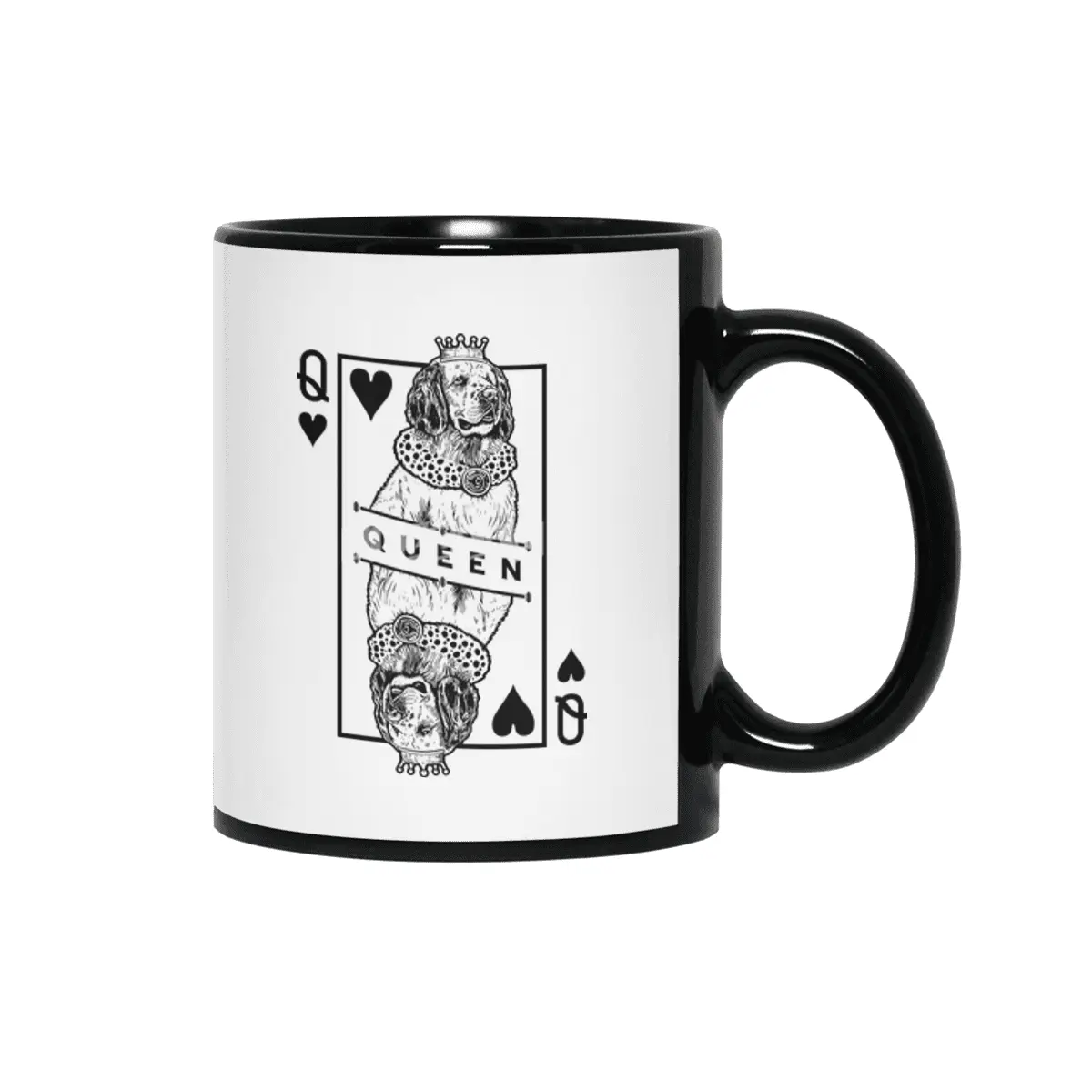 Clumber Spaniel Queen Of Hearts Funny Dog Lover Pop Art Siyah Kupa