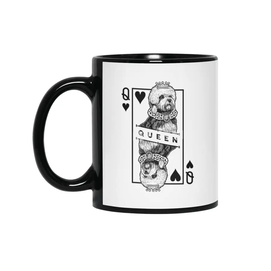 Dandie Dinmont Terrier Queen Of Hearts Funny Dog Lover Siyah Kupa
