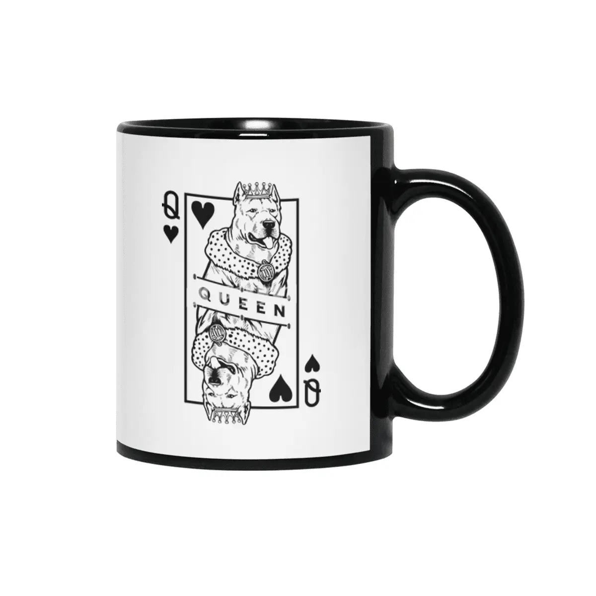Dogo Argentino Queen Of Hearts Funny Dog Lover Card Pop Art Siyah Kupa