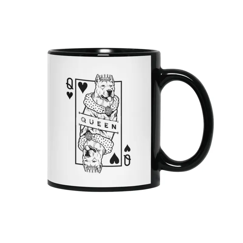 Dogo Argentino Queen Of Hearts Funny Dog Lover Card Pop Art Siyah Kupa