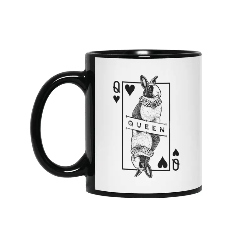 Dutch Bunny Rabbit Queen Of Hearts Funny Pet Pop Art Siyah Kupa