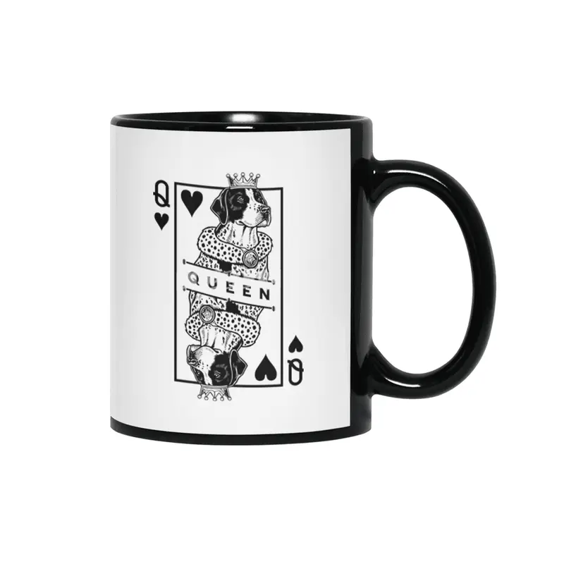 English Pointer Queen Of Hearts Funny Dog Lover Pop Art Siyah Kupa