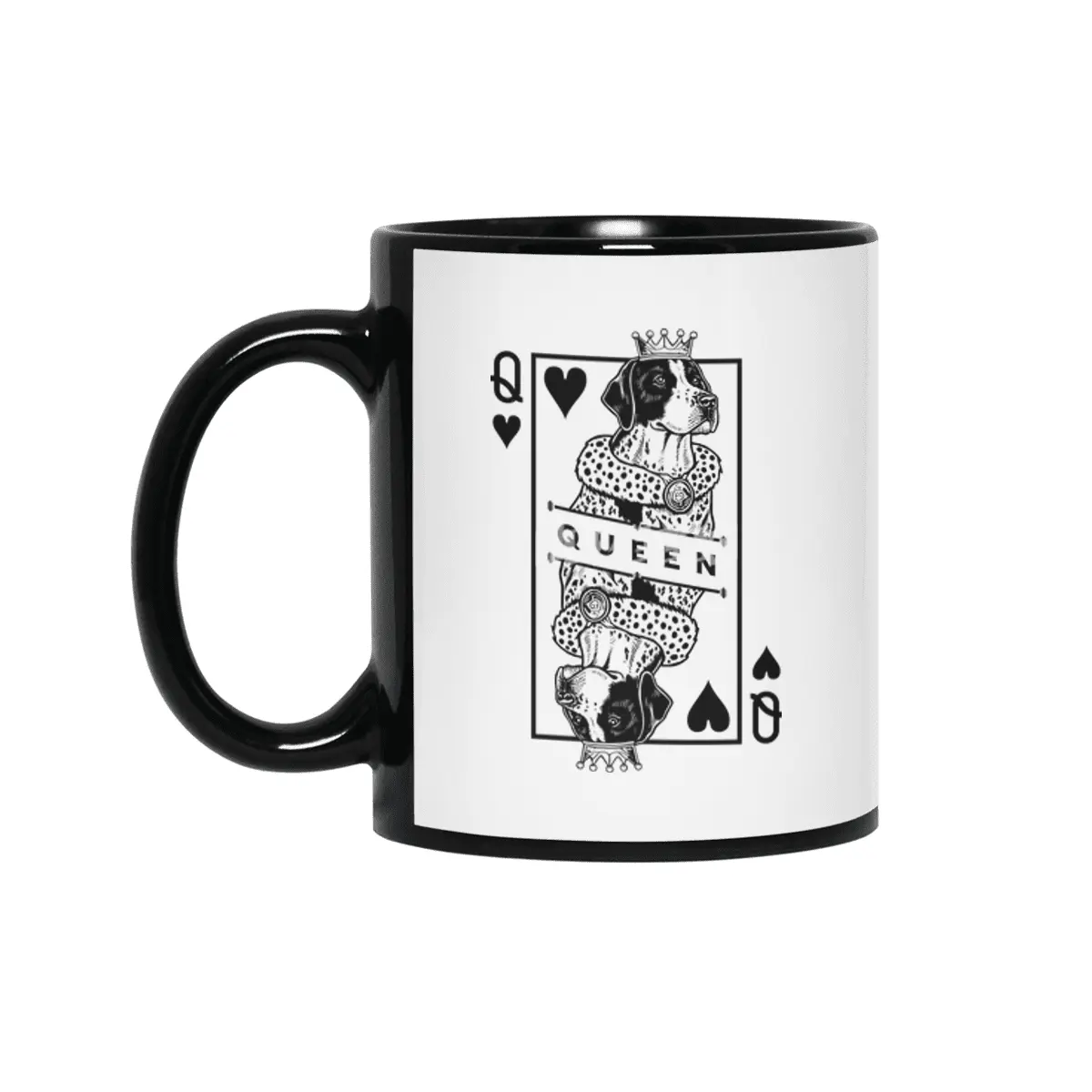 English Pointer Queen Of Hearts Funny Dog Lover Pop Art Siyah Kupa