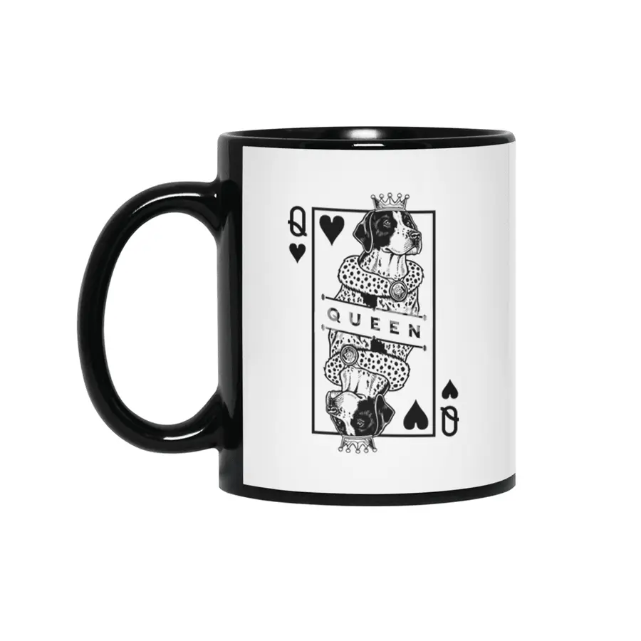 English Pointer Queen Of Hearts Funny Dog Lover Pop Art Siyah Kupa