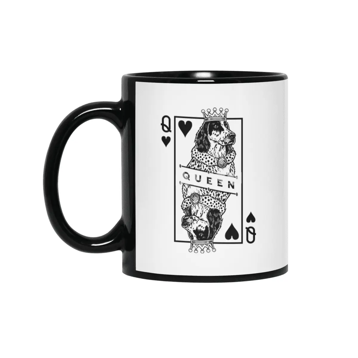English Setter Queen Of Hearts Funny Dog Lover Pop Art Siyah Kupa