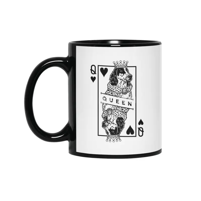 English Setter Queen Of Hearts Funny Dog Lover Pop Art Siyah Kupa