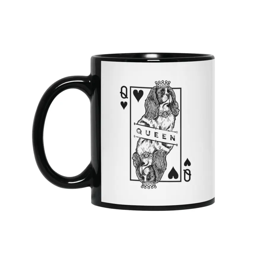 English Toy Spaniel Queen Of Hearts Funny Dog Lover Pop Art Siyah Kupa