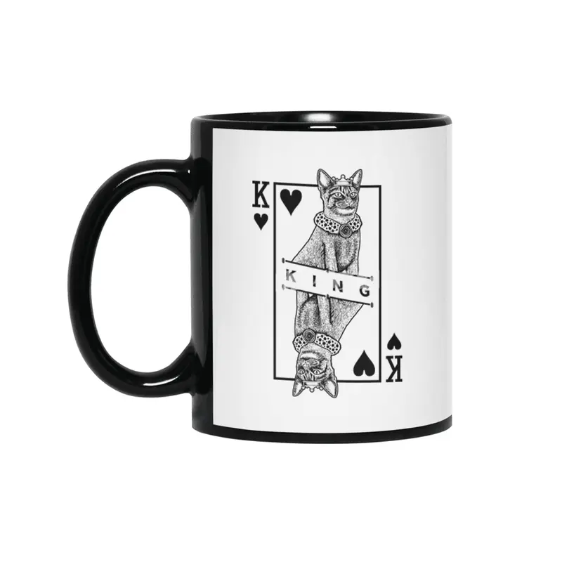 Abyssinian Cat Lover King Of Hearts Siyah Kupa