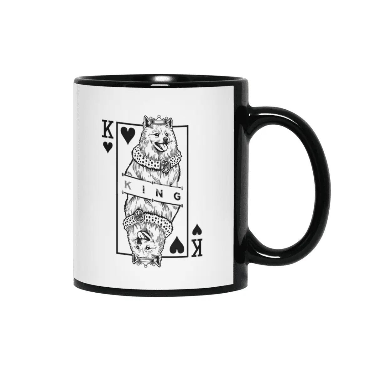 American Eskimo Dog Lover King Of Hearts Siyah Kupa