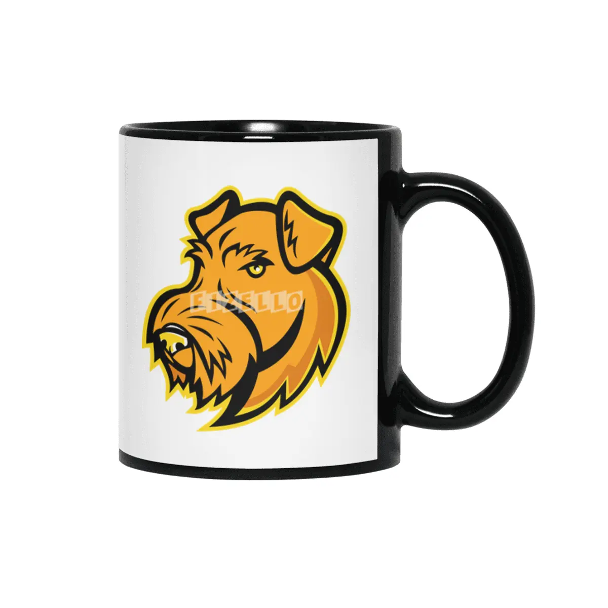 Airedale Terrier Dog Mascot Artwork Siyah Kupa