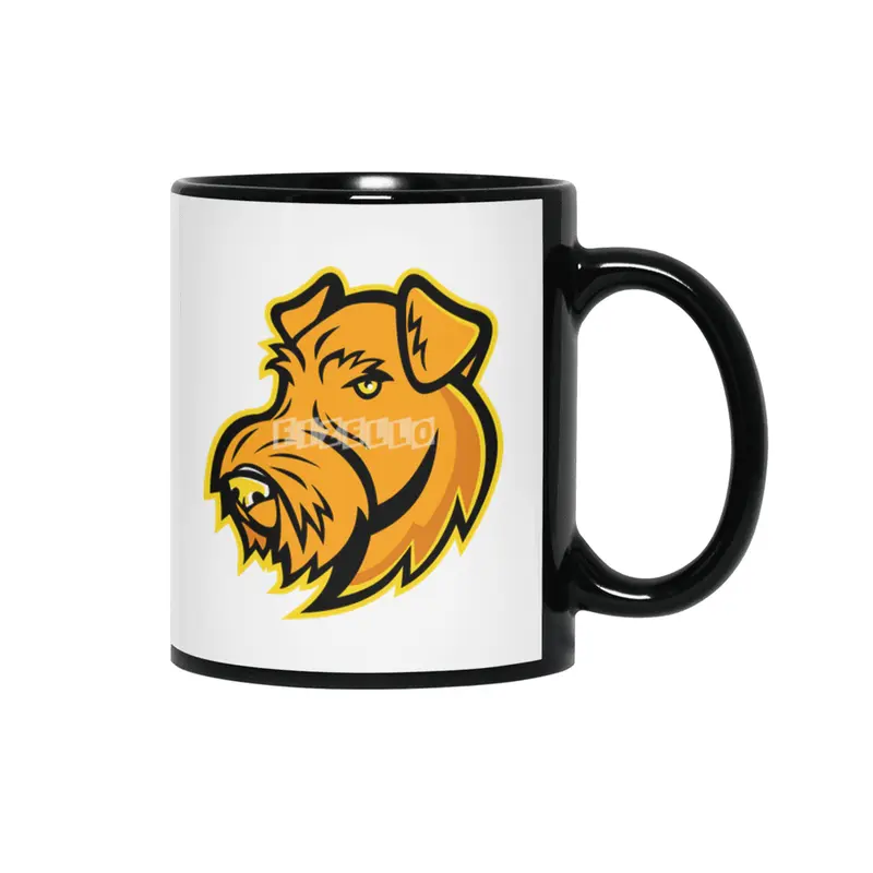 Airedale Terrier Dog Mascot Artwork Siyah Kupa