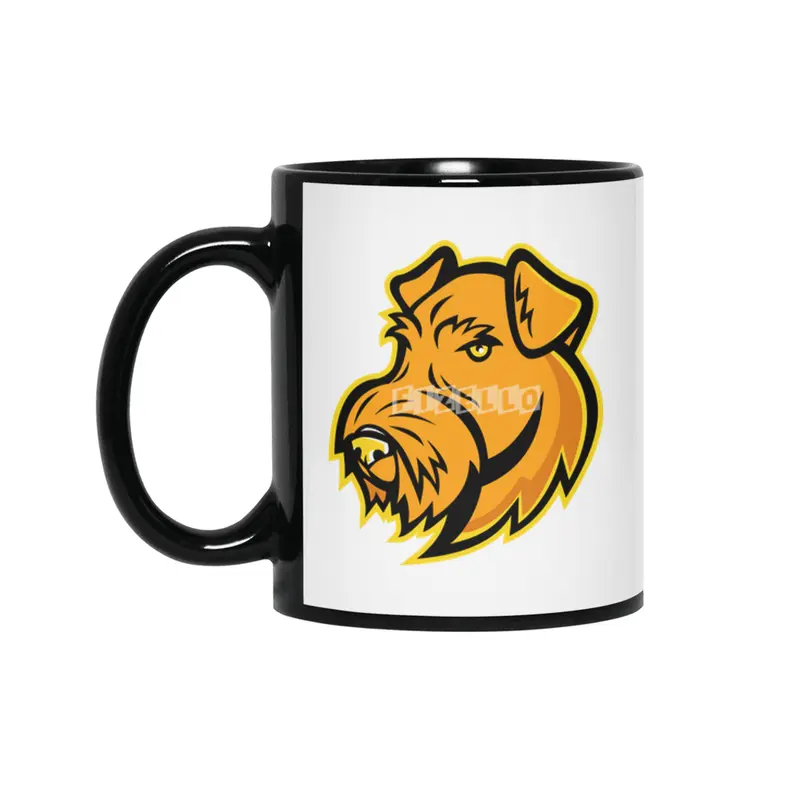 Airedale Terrier Dog Mascot Artwork Siyah Kupa
