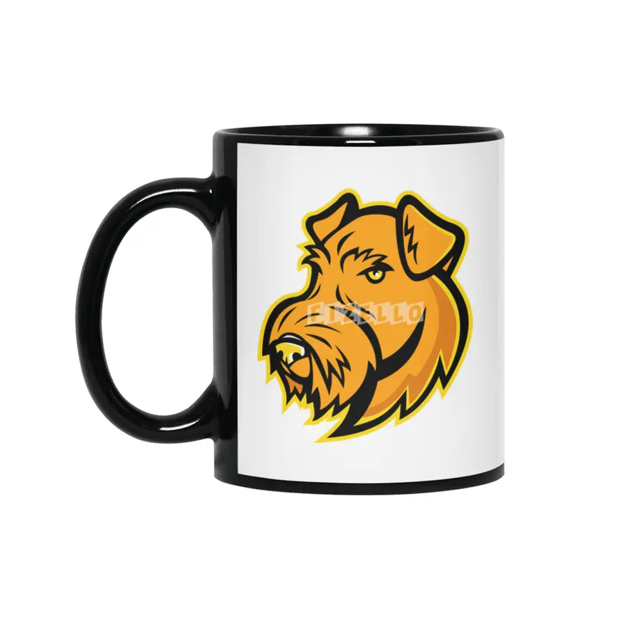 Airedale Terrier Dog Mascot Artwork Siyah Kupa