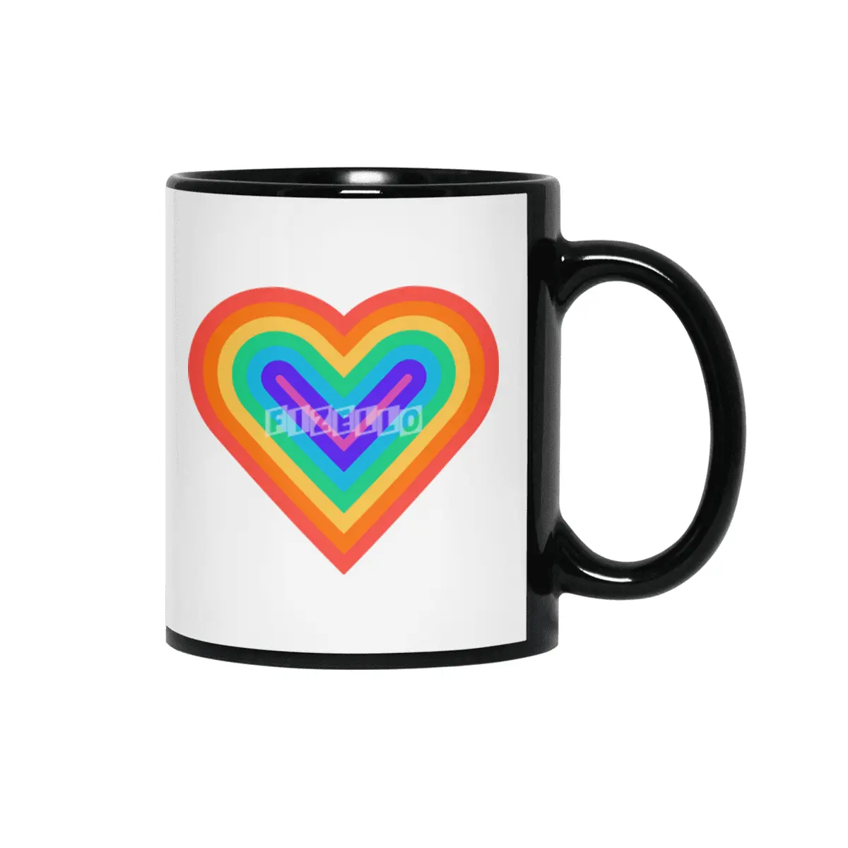 Rainbow Heartbeat Siyah Kupa