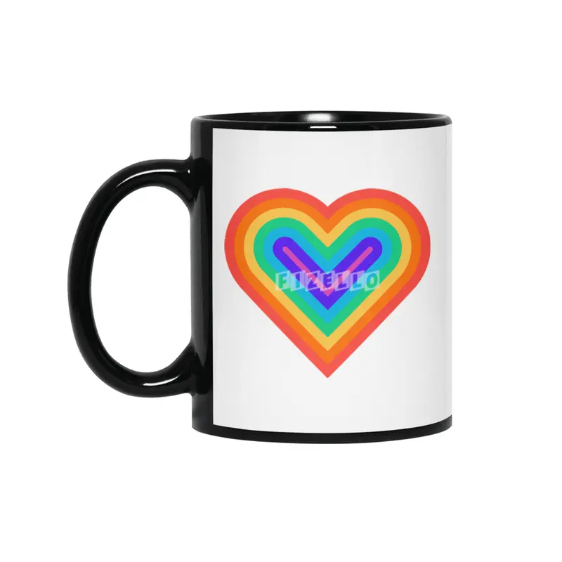 Rainbow Heartbeat Siyah Kupa