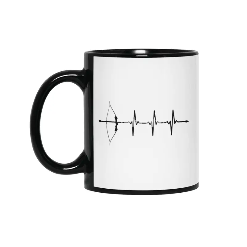 Archers Bow and Arrow Heartbeat Ecg Style Pulse Bv Siyah Kupa