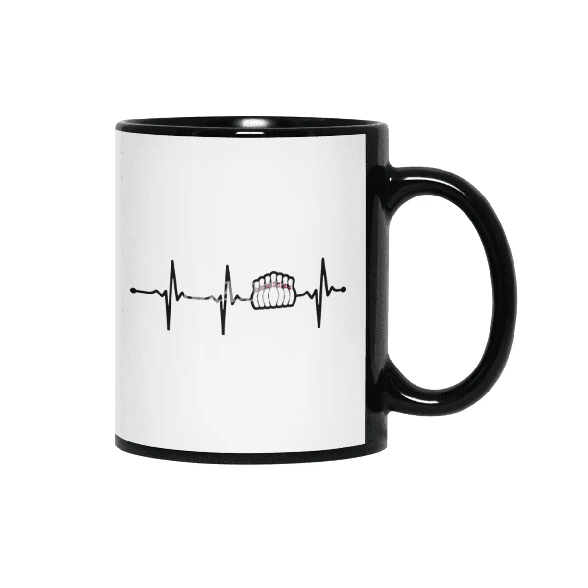 Bowling Pin in Heartbeat Ecg Lineart Style Bv Siyah Kupa