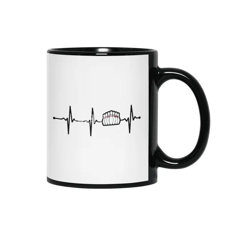 Bowling Pin in Heartbeat Ecg Lineart Style Bv Siyah Kupa