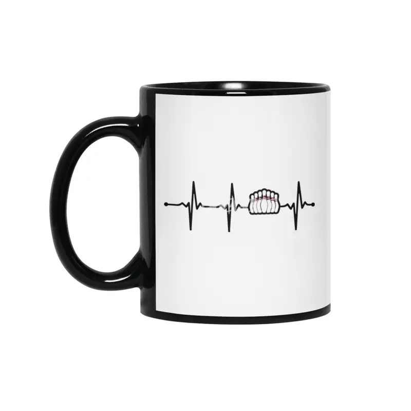 Bowling Pin in Heartbeat Ecg Lineart Style Bv Siyah Kupa