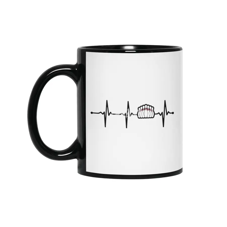 Bowling Pin in Heartbeat Ecg Lineart Style Bv Siyah Kupa