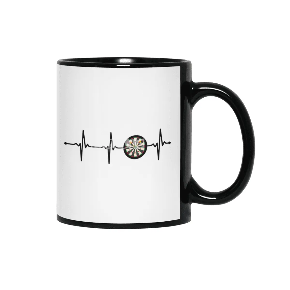 Darts Target on a Heartbeat Lineart ECG design Bv Siyah Kupa