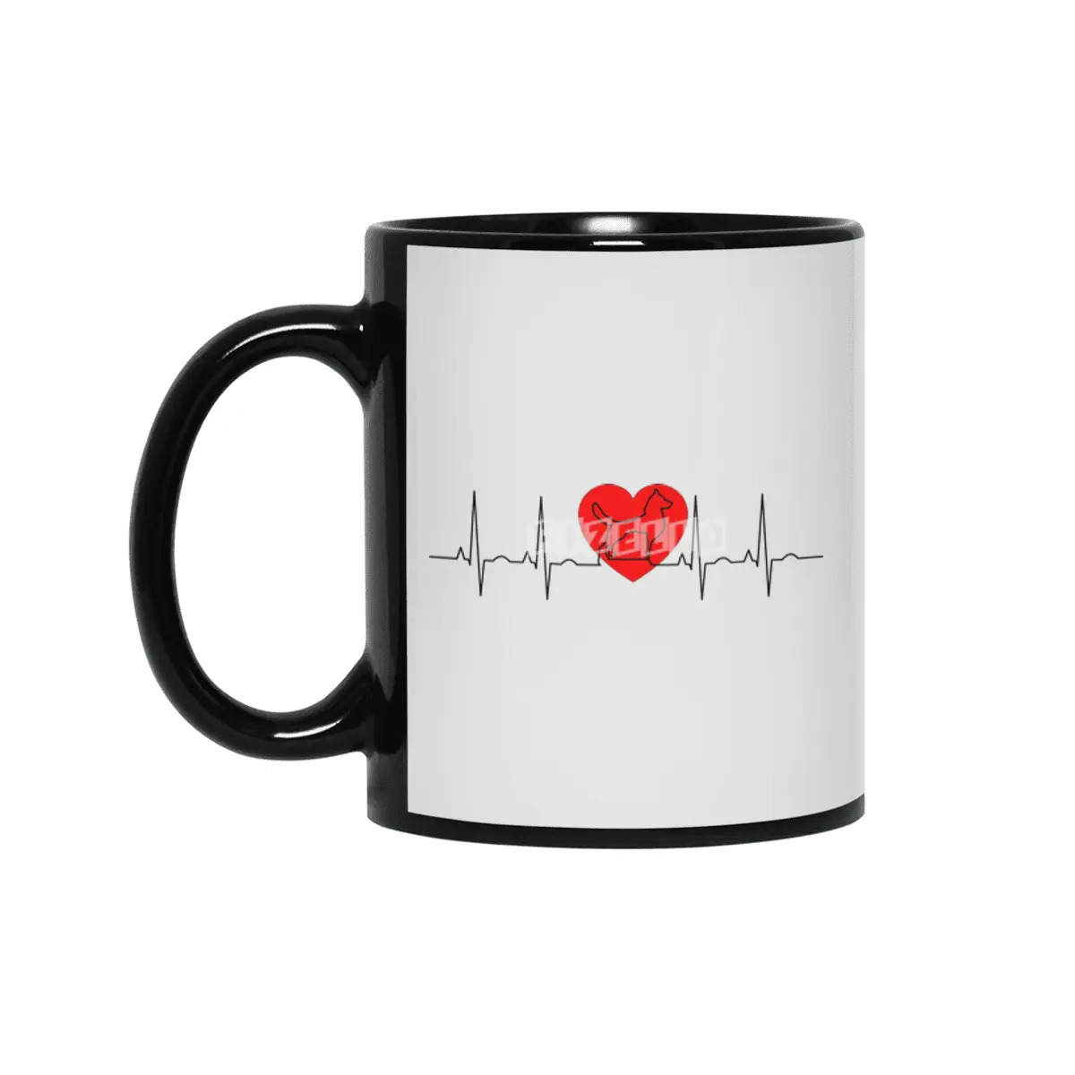Dog Heartbeat Siyah Kupa
