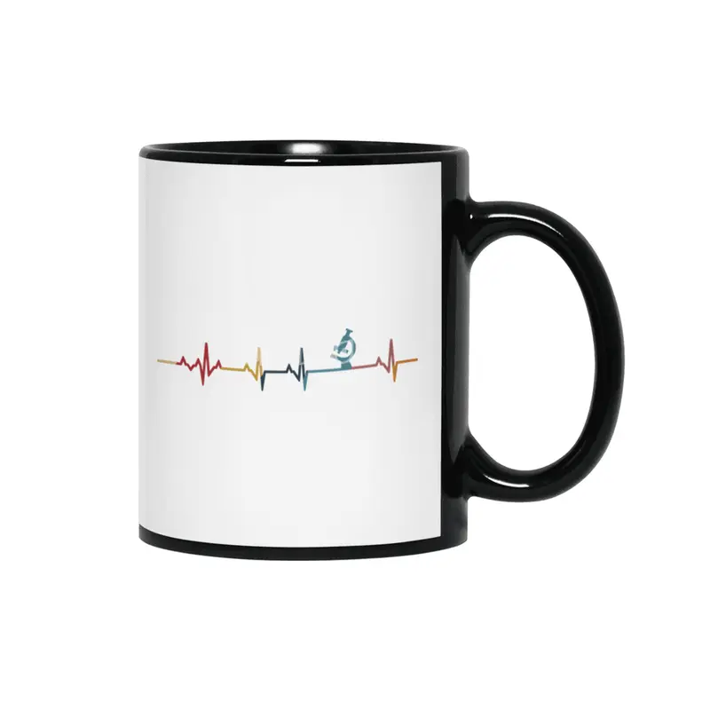 Scientist Heartbeat Gifts Funny Microscope Graphic Vintage Siyah Kupa
