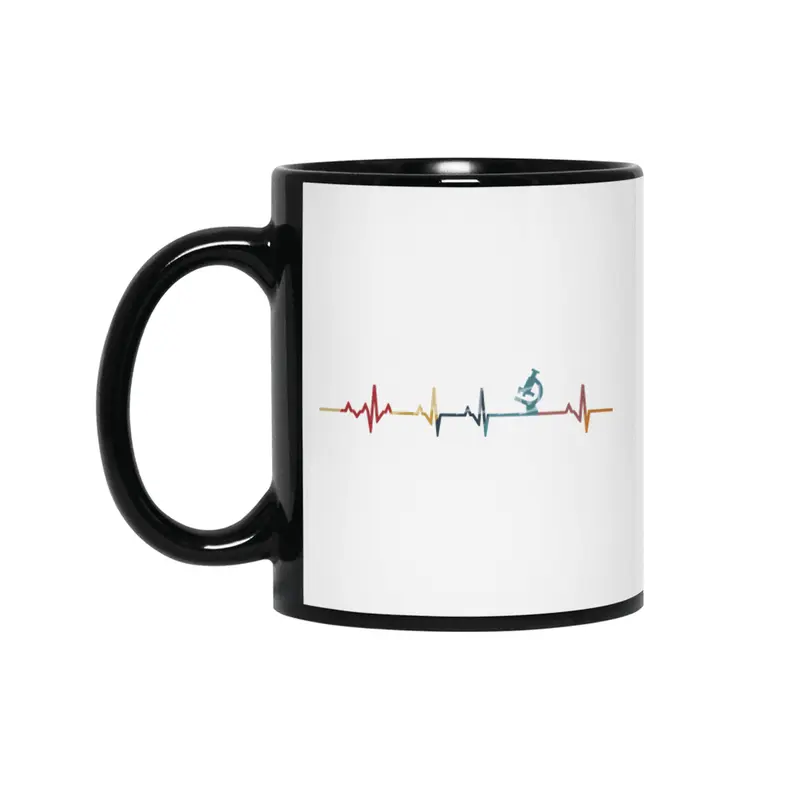 Scientist Heartbeat Gifts Funny Microscope Graphic Vintage Siyah Kupa