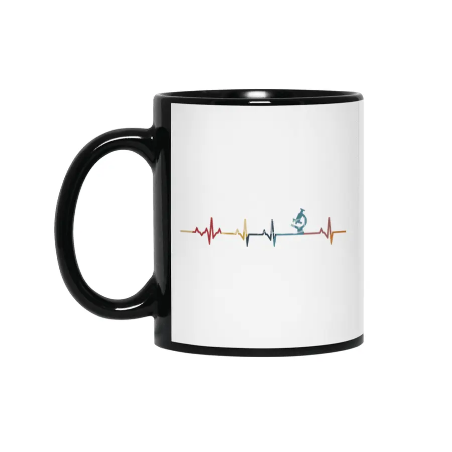 Scientist Heartbeat Gifts Funny Microscope Graphic Vintage Siyah Kupa