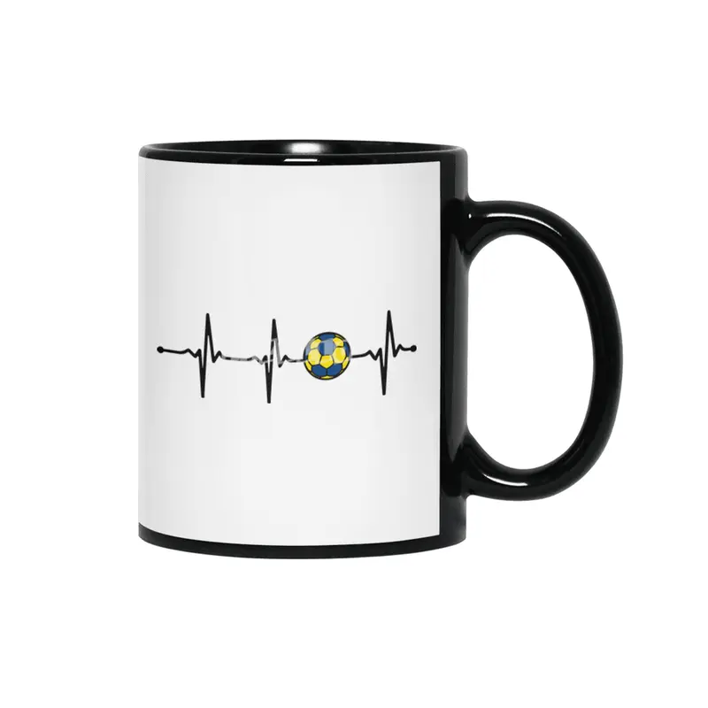 Handball Ball Ecg Minimalist Heartbeat Pulse Bv Siyah Kupa