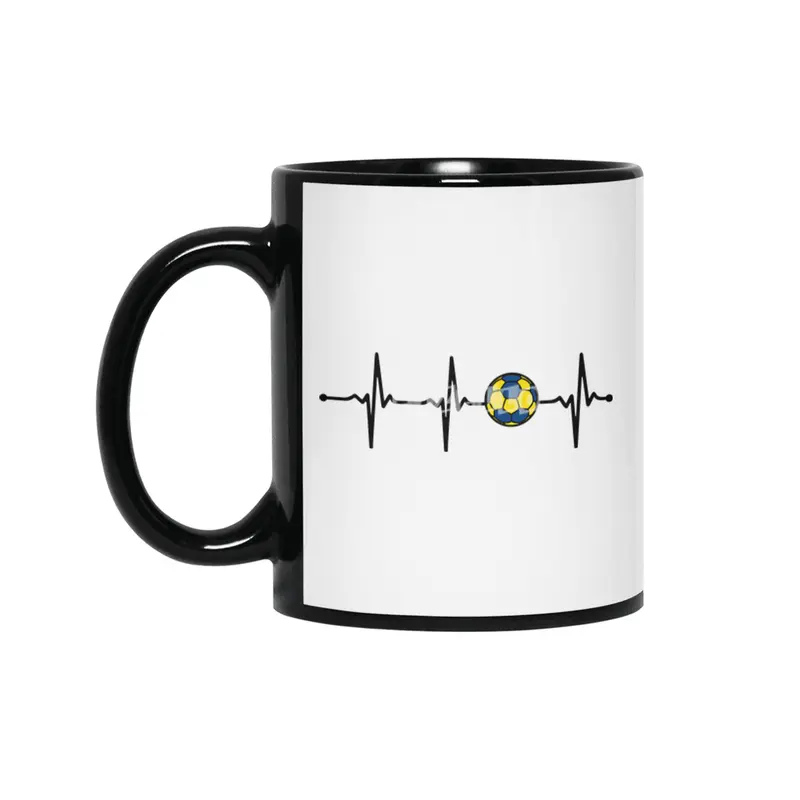 Handball Ball Ecg Minimalist Heartbeat Pulse Bv Siyah Kupa