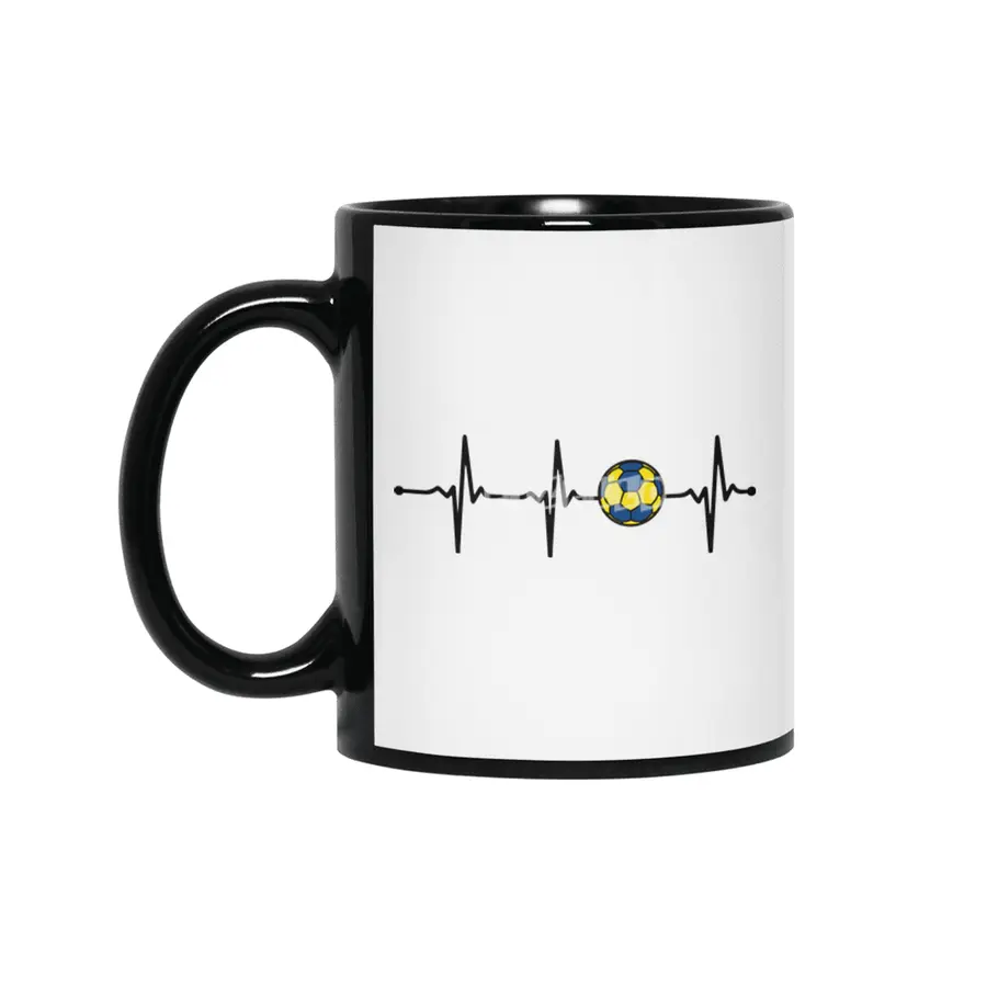 Handball Ball Ecg Minimalist Heartbeat Pulse Bv Siyah Kupa