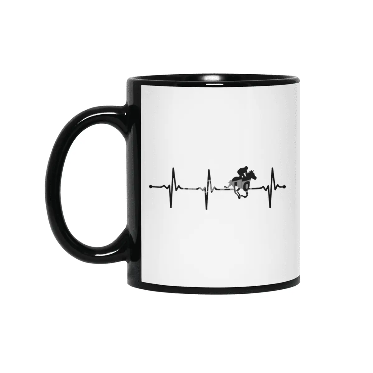 Heartbeat Jockey Horseman ECG Style Bv Siyah Kupa