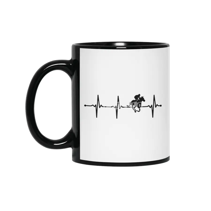 Heartbeat Jockey Horseman ECG Style Bv Siyah Kupa