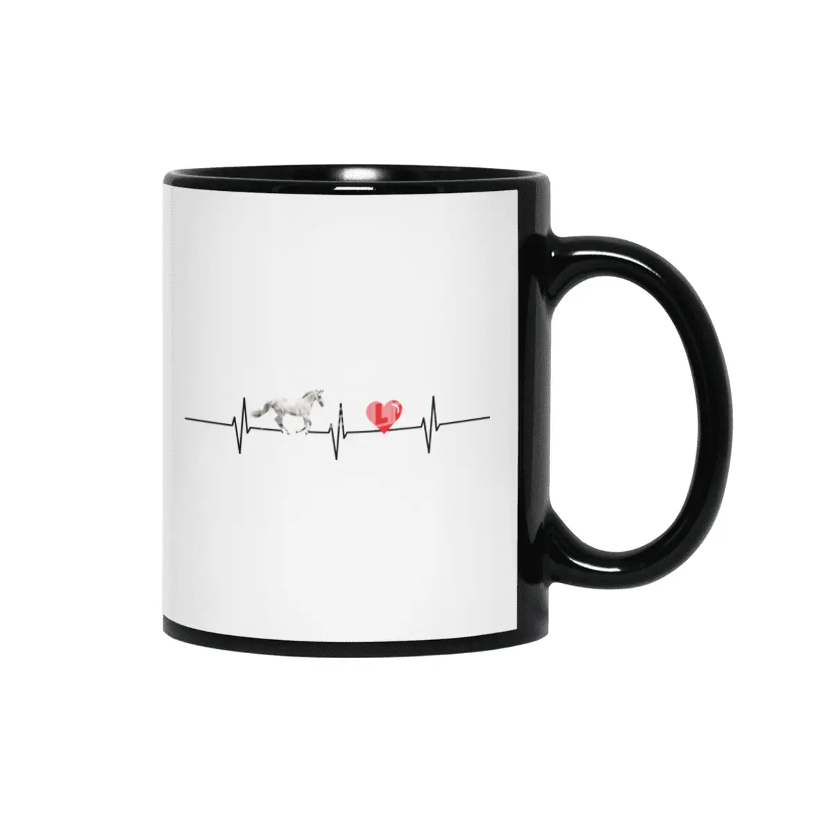 Horse Horse Love Heart Heartbeat Riding Siyah Kupa